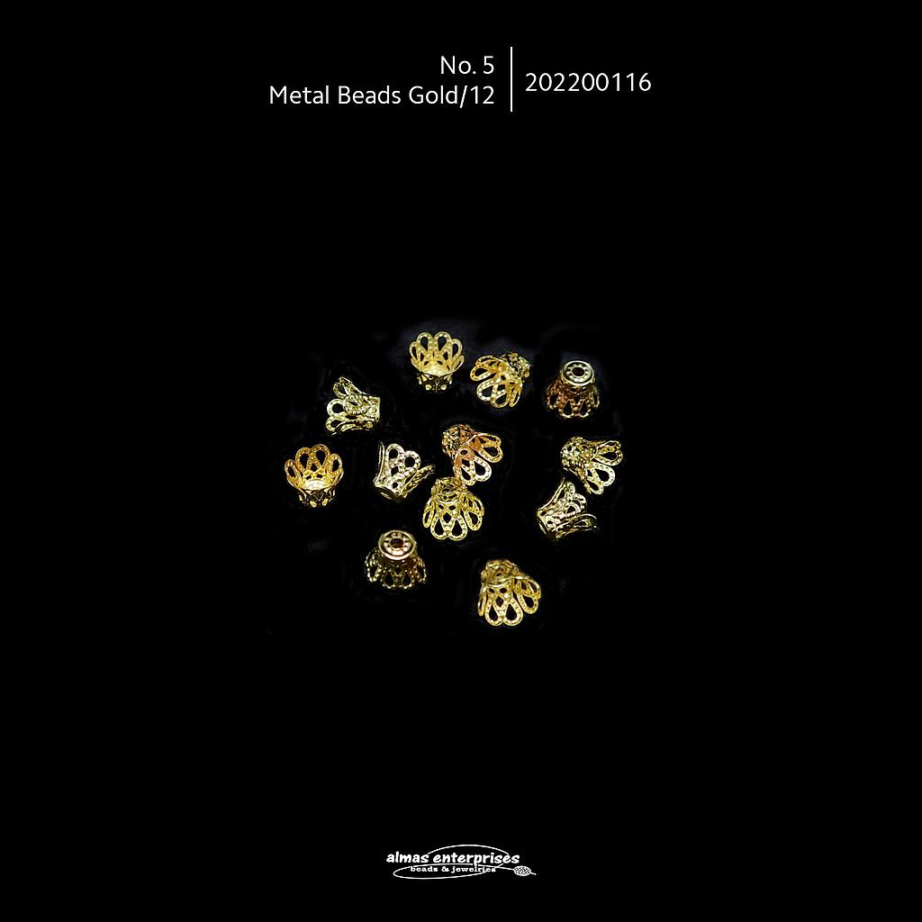 No.5 Metal Beads Gold/12