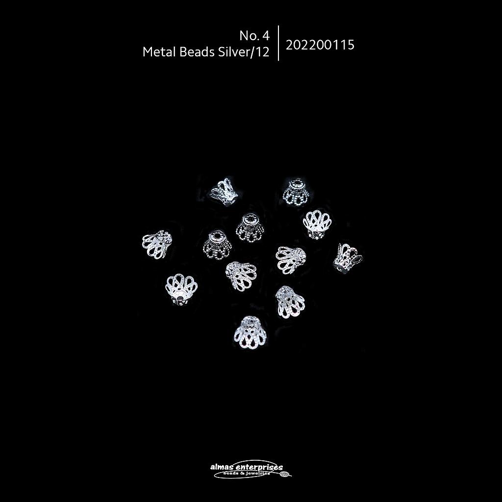 No.4 Metal Beads Silver/12