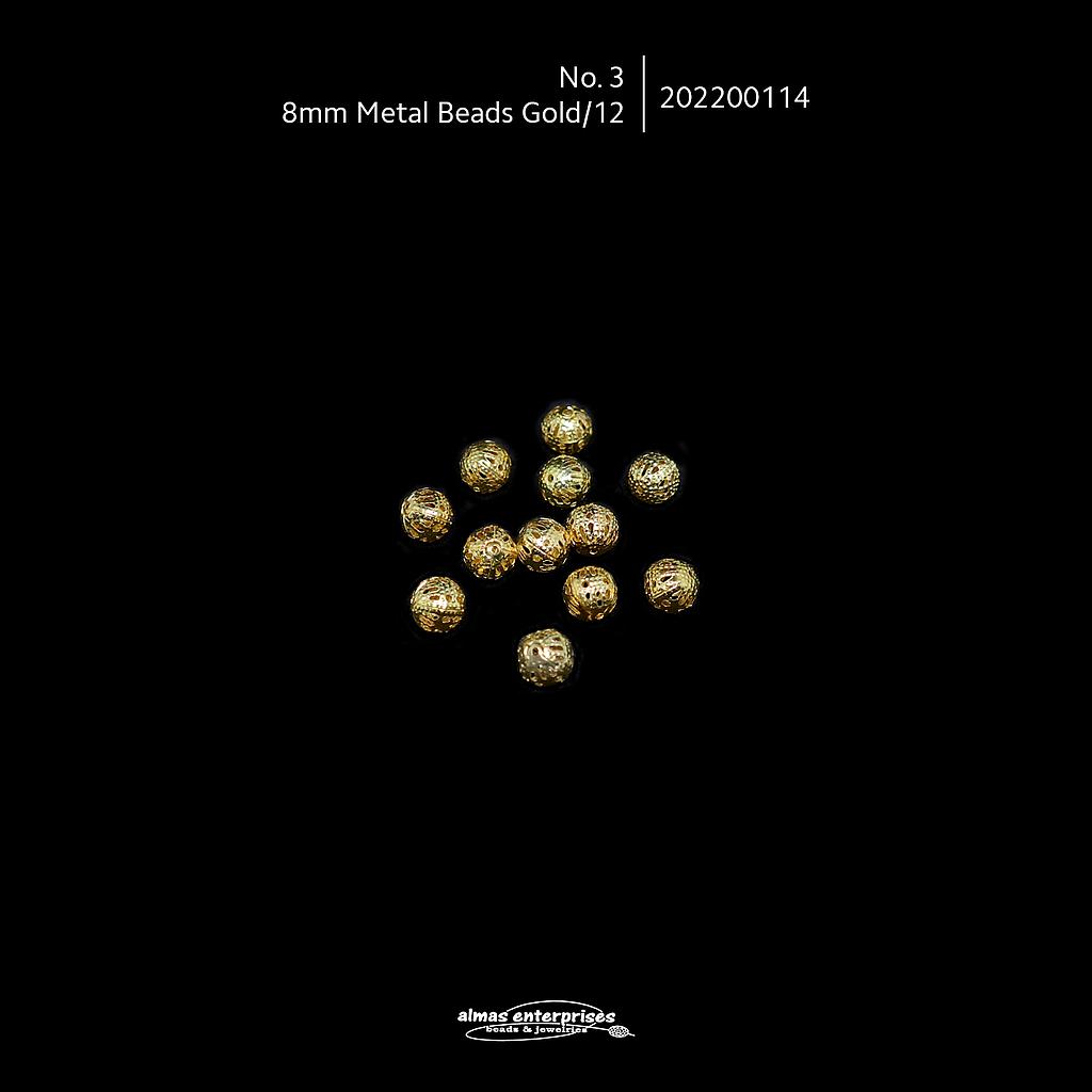 No.3 Metal Beads Gold/12