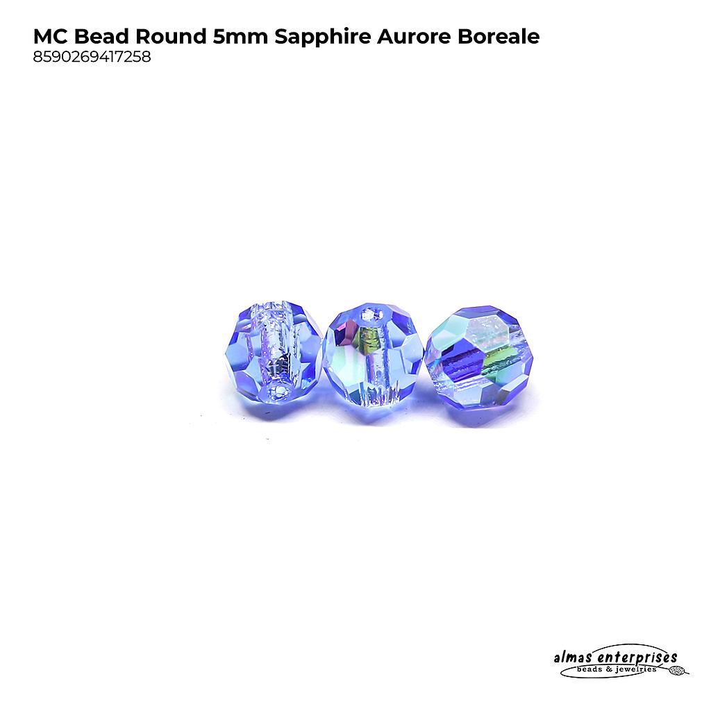 MC Bead Round 5mm Sapphire AB