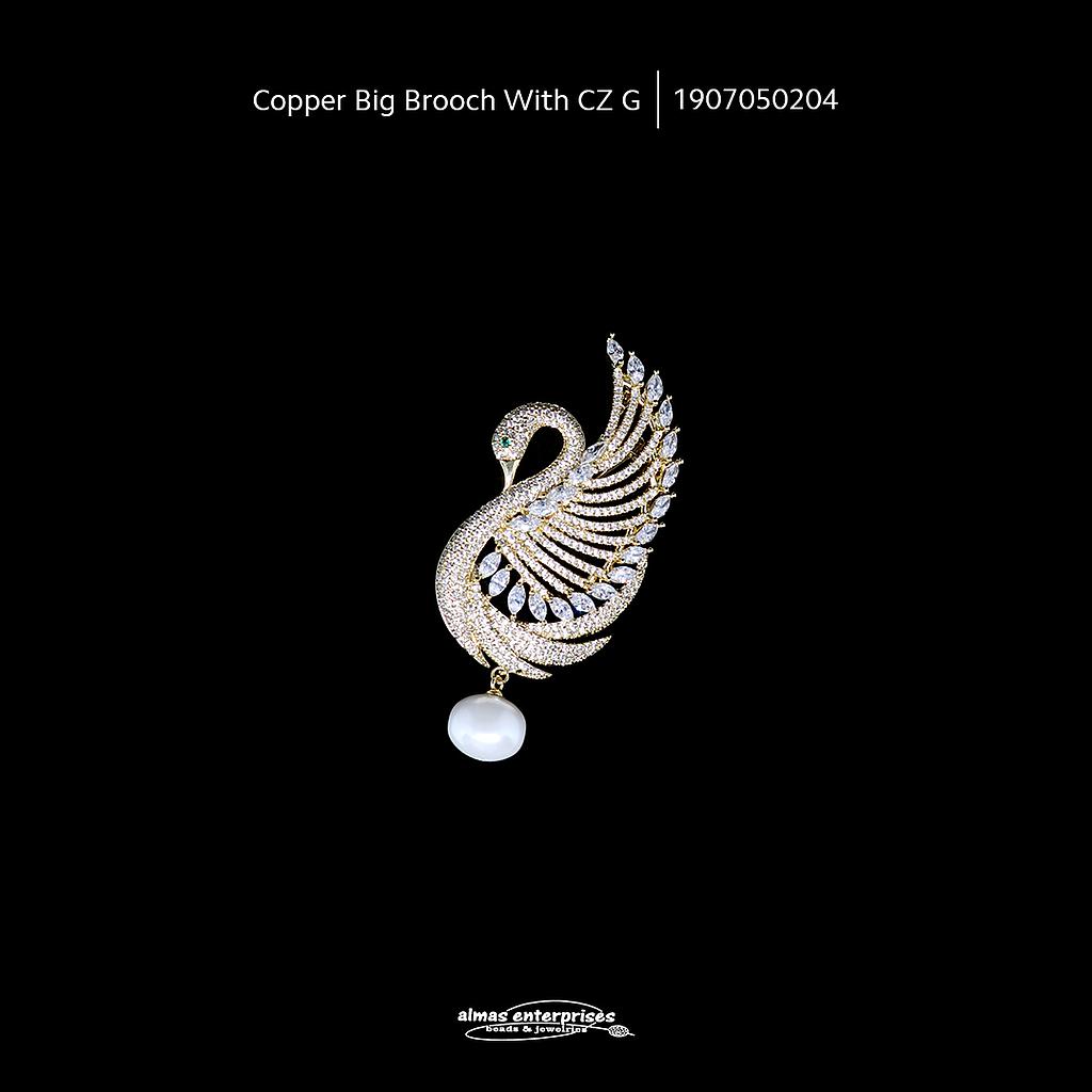 Copper Big Brooch With CZ G