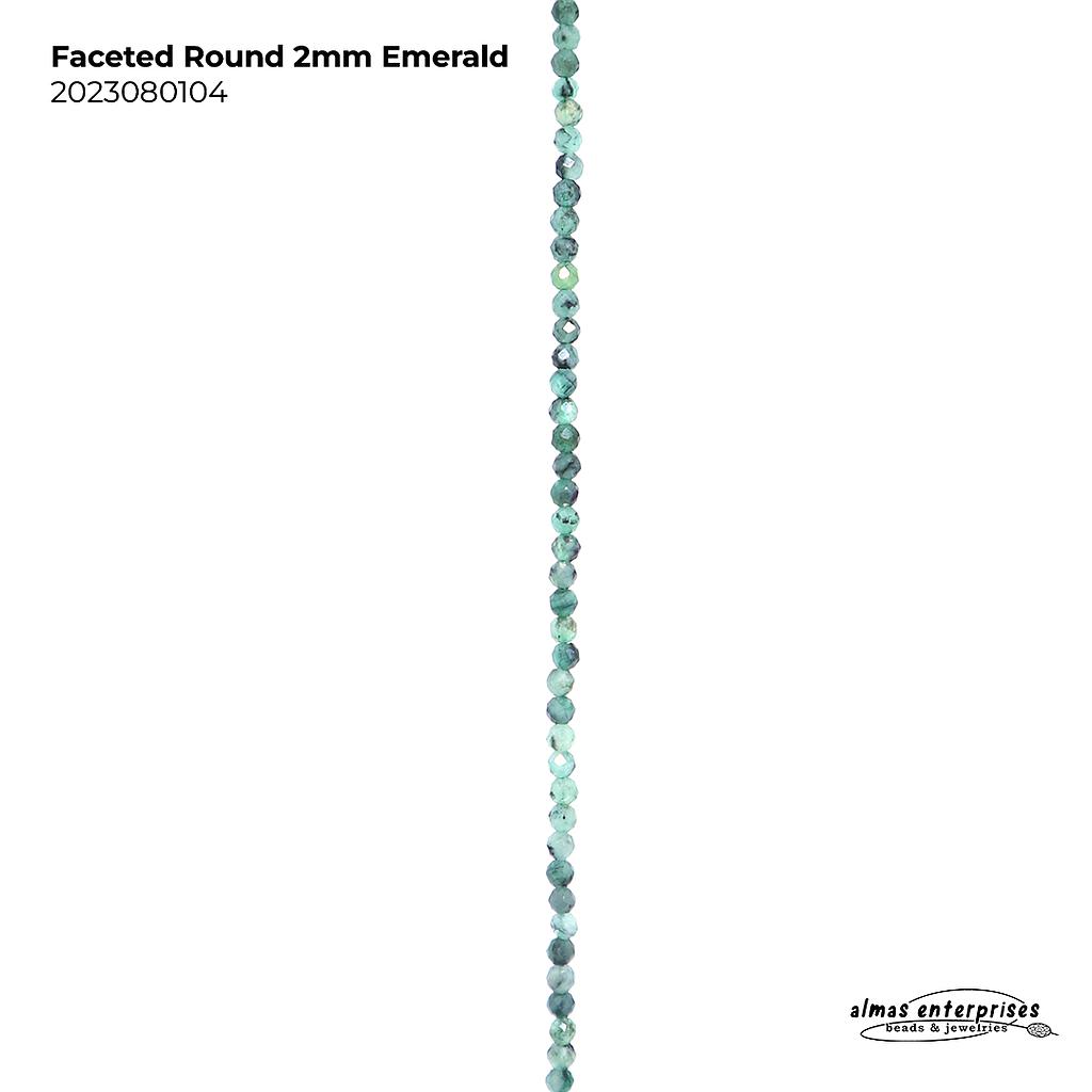 Faceted Round 2mm Emerald