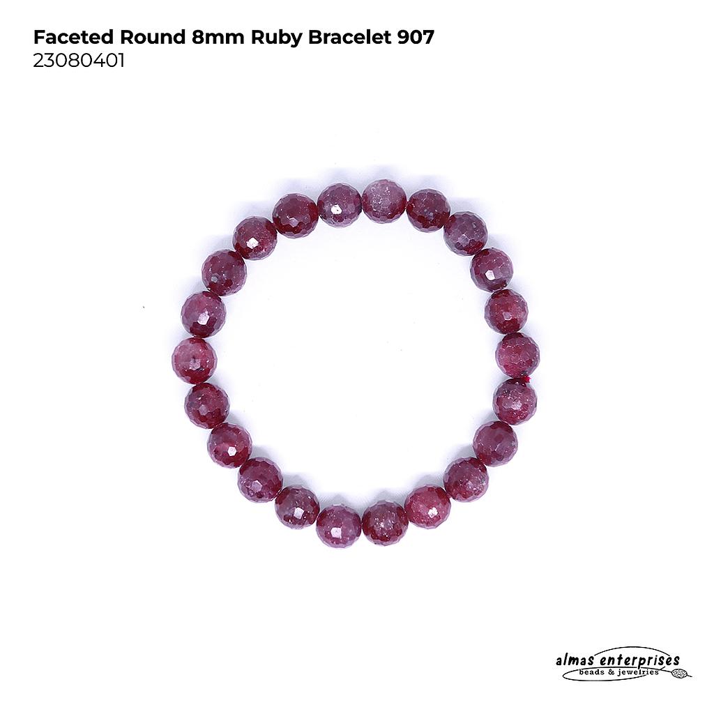 Fac 8mm Round Ruby Bracelet