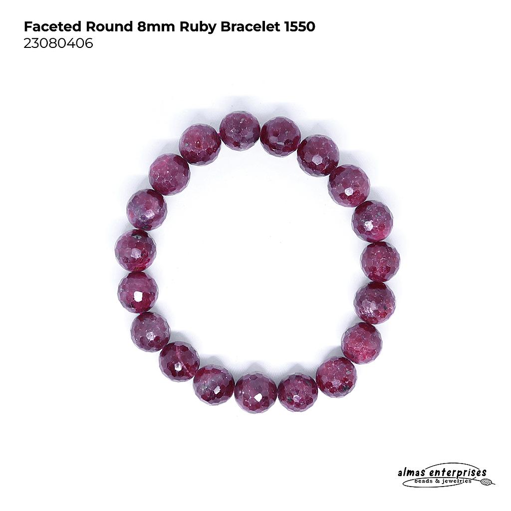 Fac 10mm Round Ruby Bracelet