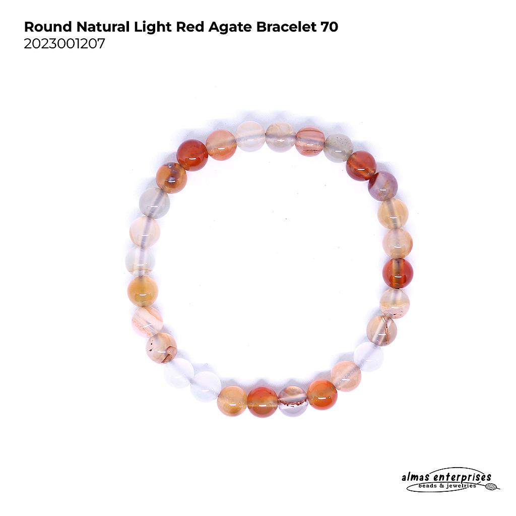Round Natural Lt.Red Agate Bracelet