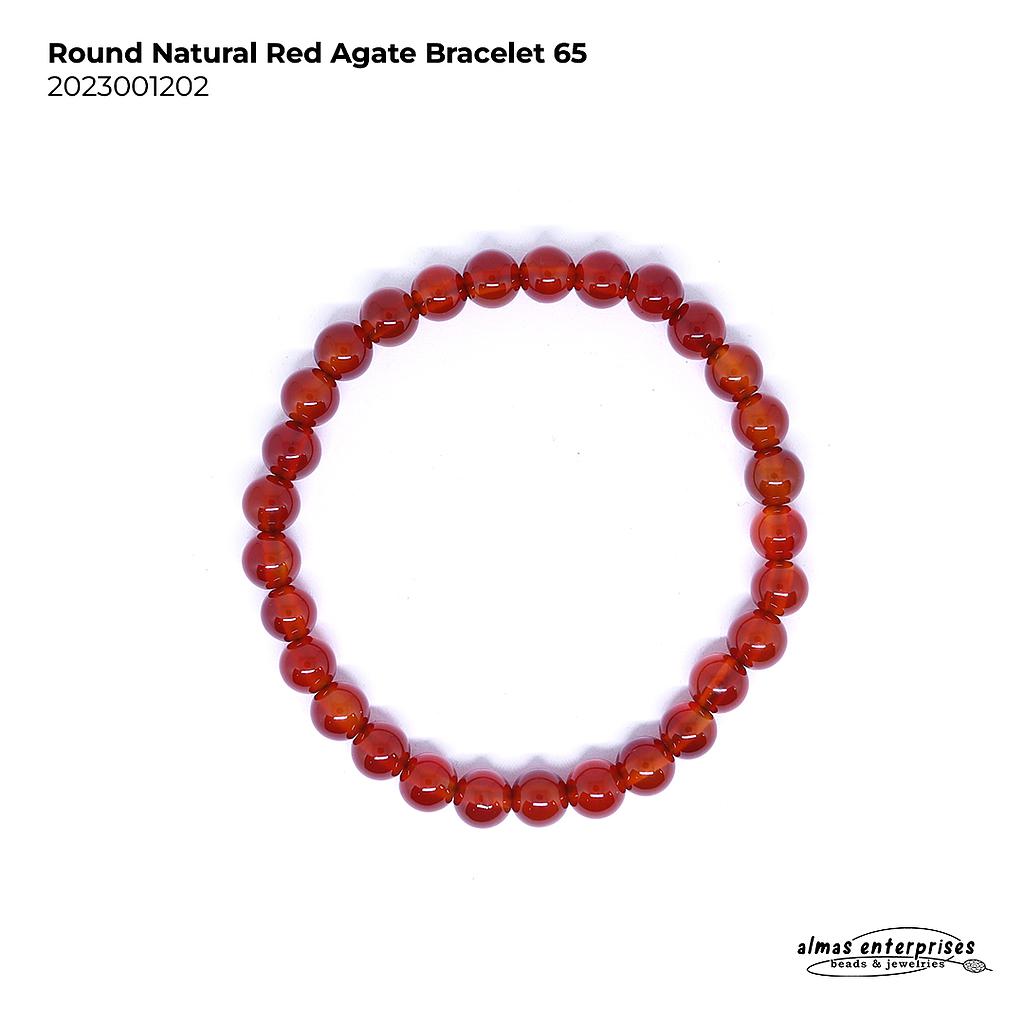 Round Nat Red Agate Bracelet