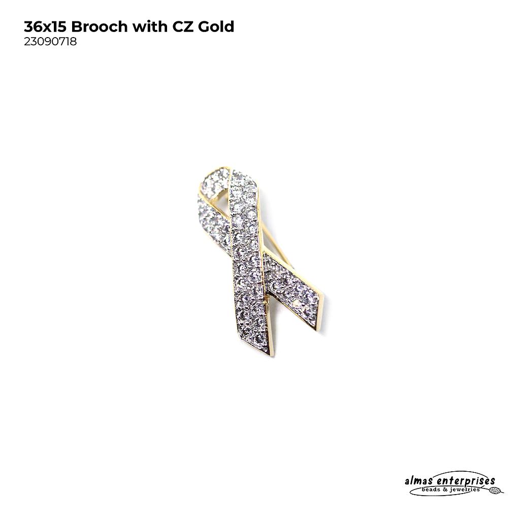Brooch With CZ Gold