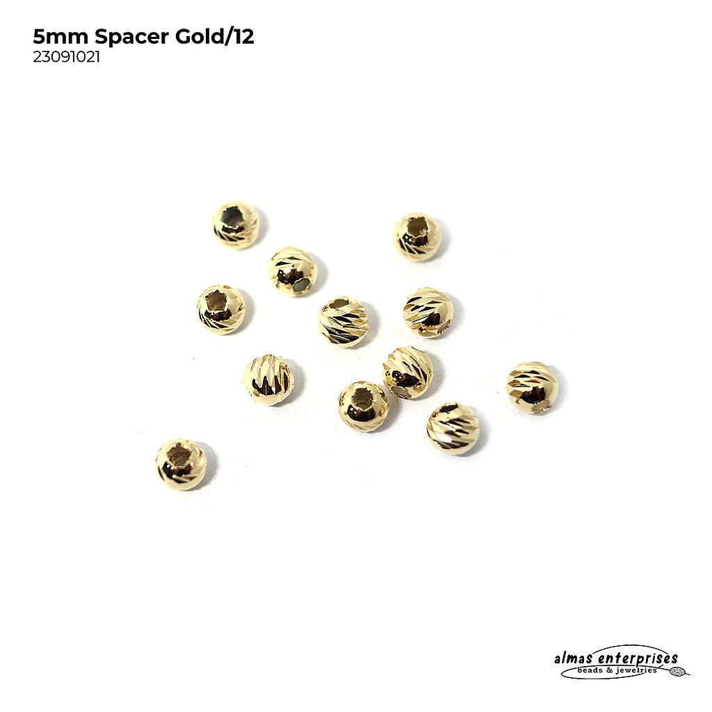 5mm Spacer Beads Gold/12