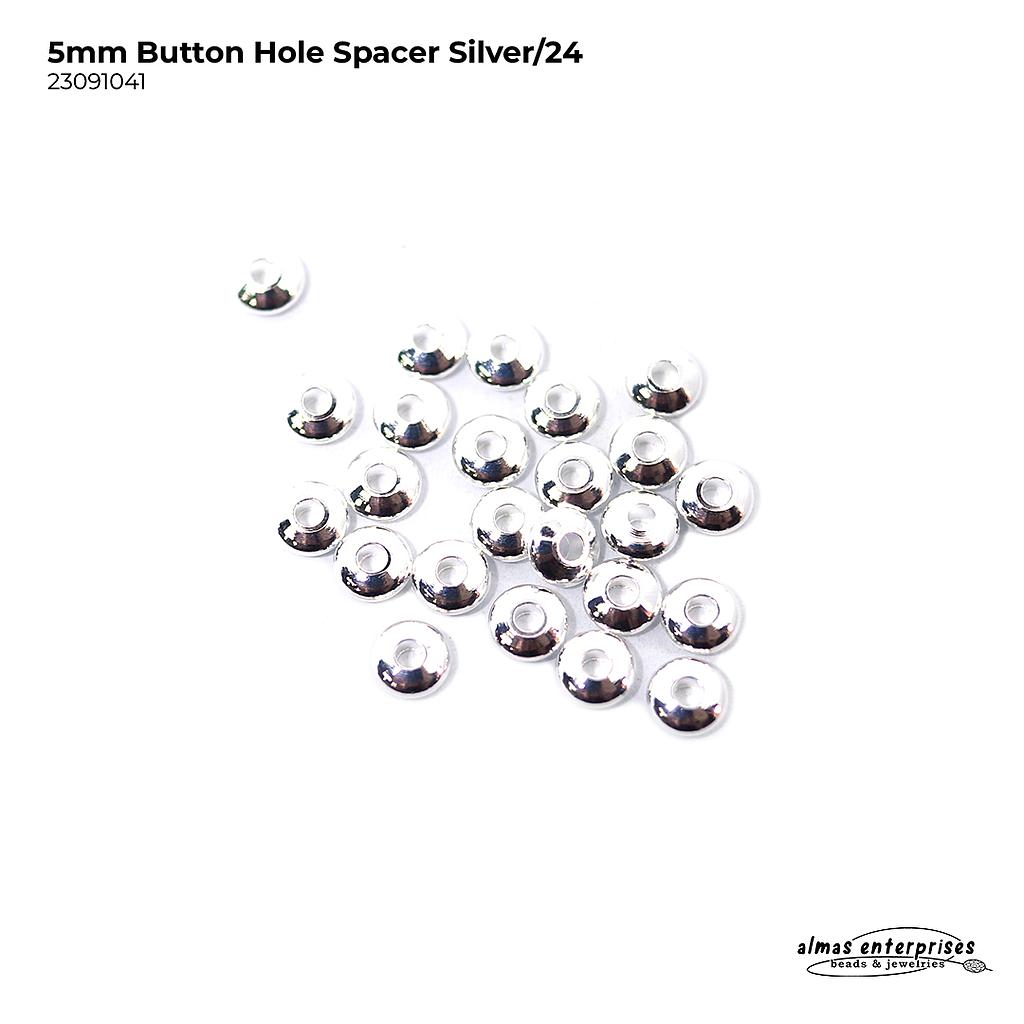 5mm Button Hole Spacer Silver/24