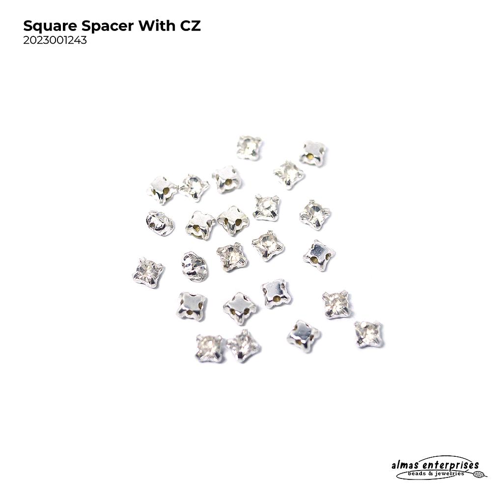 Square Spacer With CZ/24pcs