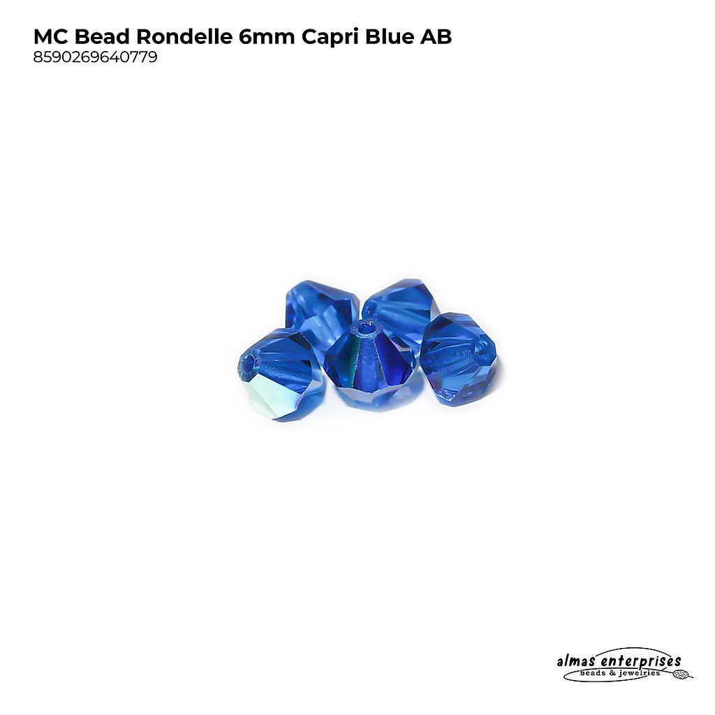 MC Bead Rondelle 6mm Capri Blue AB