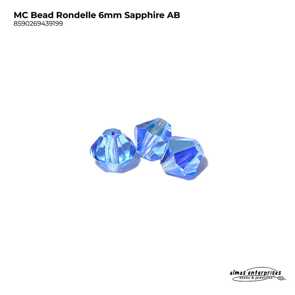 MC Bead Rondelle 6mm Sapphire AB