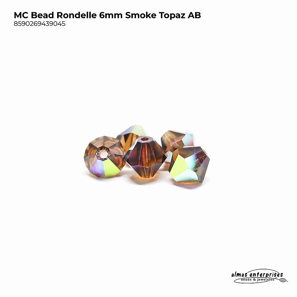 MC Bead Rondelle 6mm Smoke Topaz AB