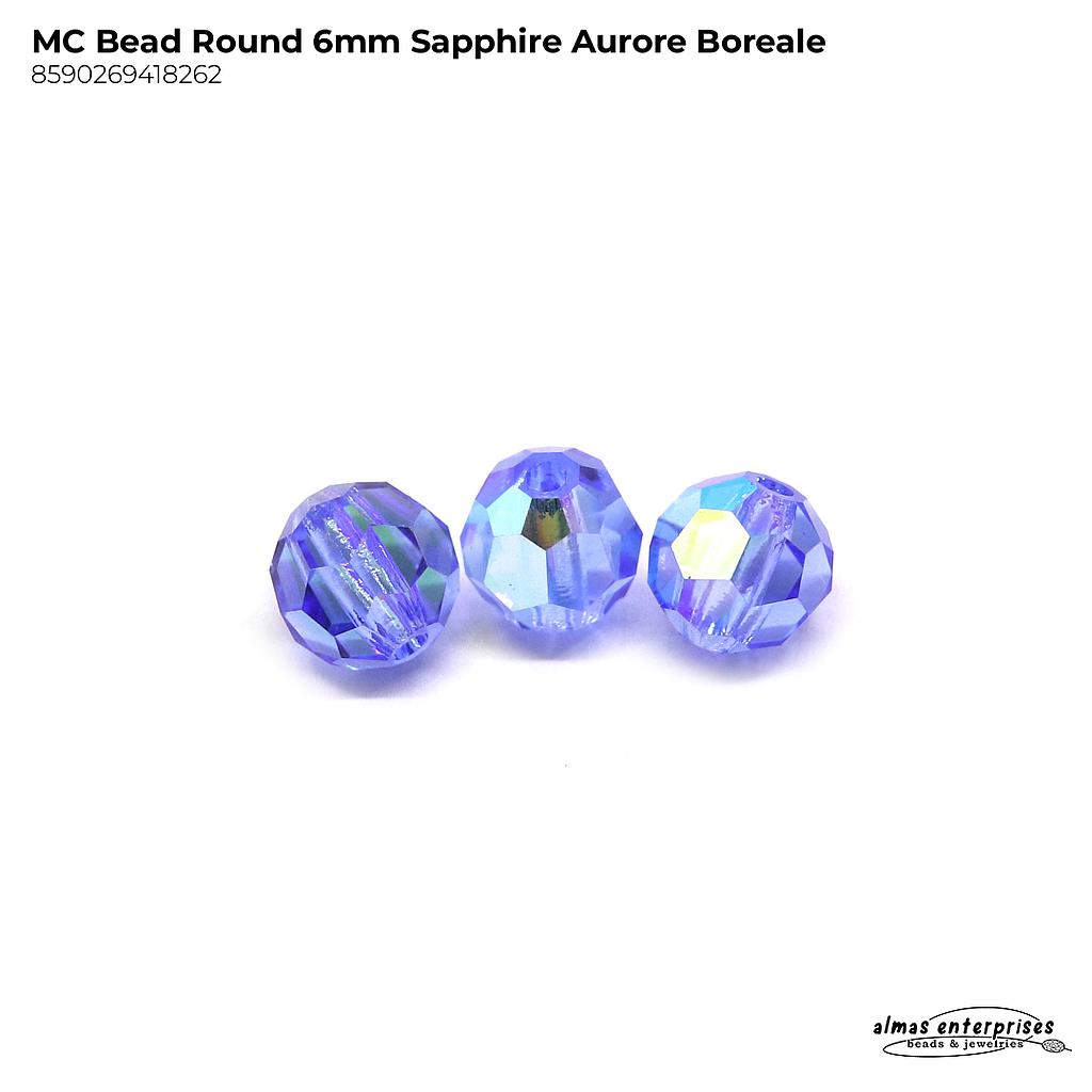 MC Bead Round 6mm Sapphire AB