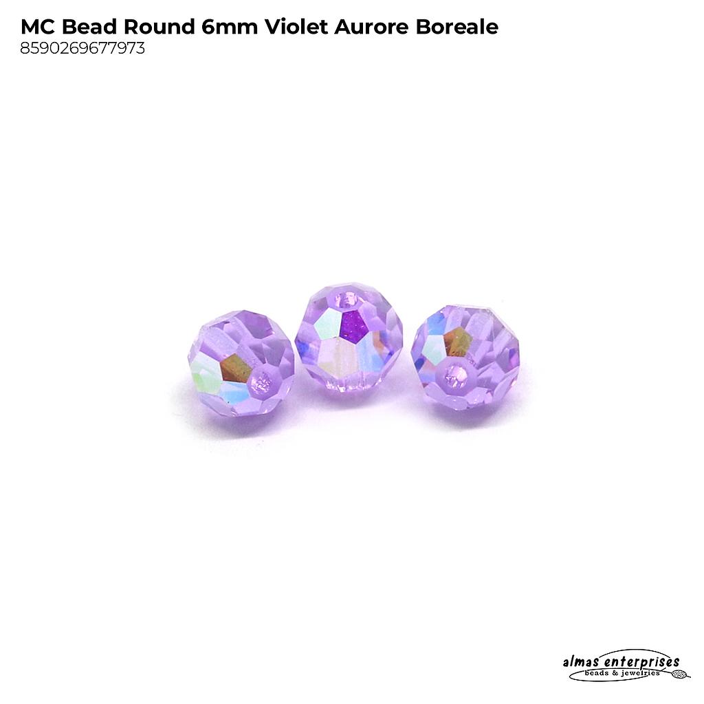 MC Bead Round 6mm Violet AB
