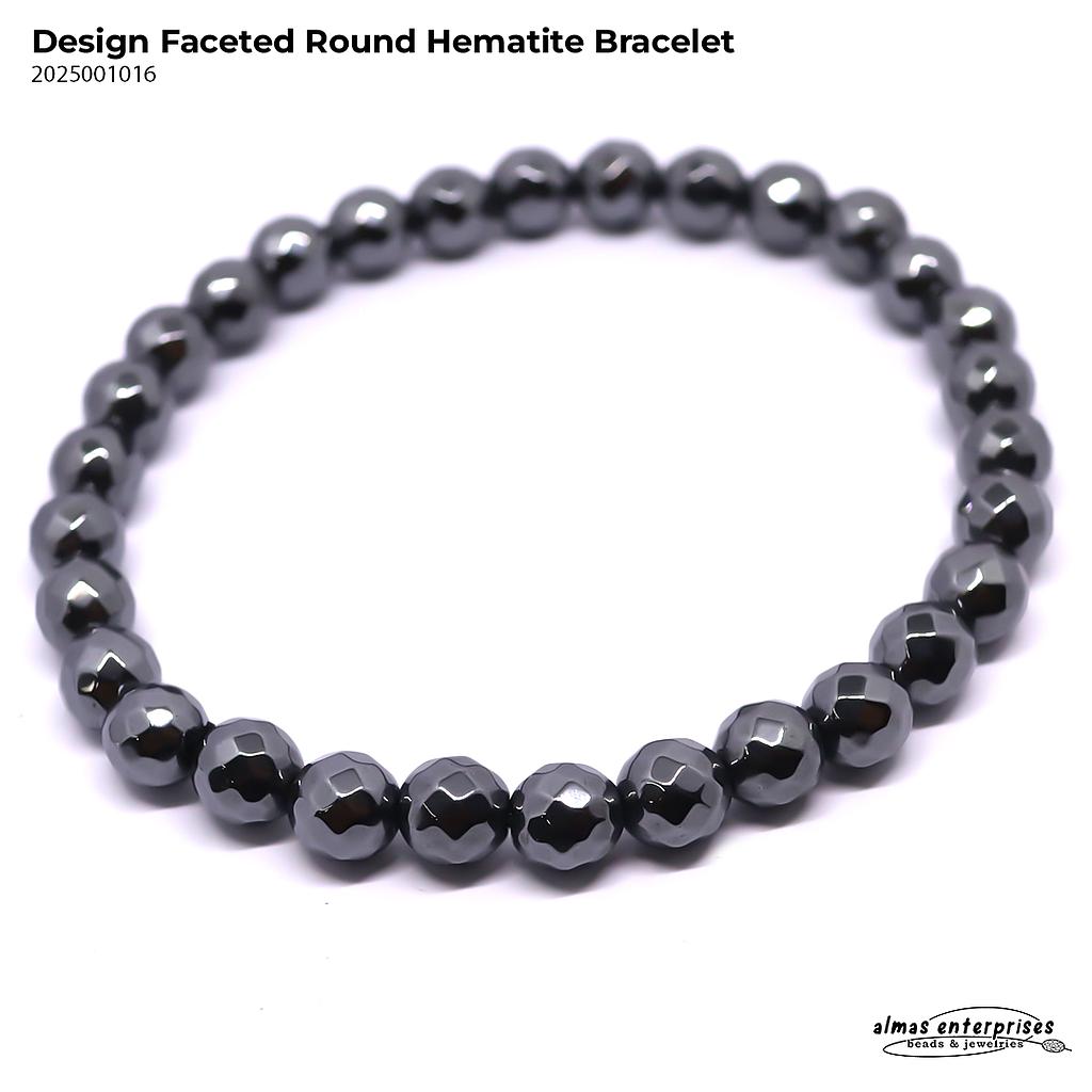 Design Faceted Round Hematite Bracelet