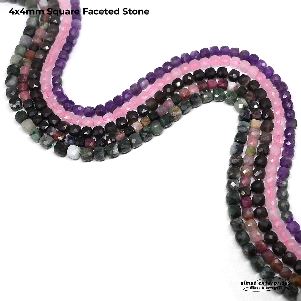 4x4mm SQUARE FACETED STONE