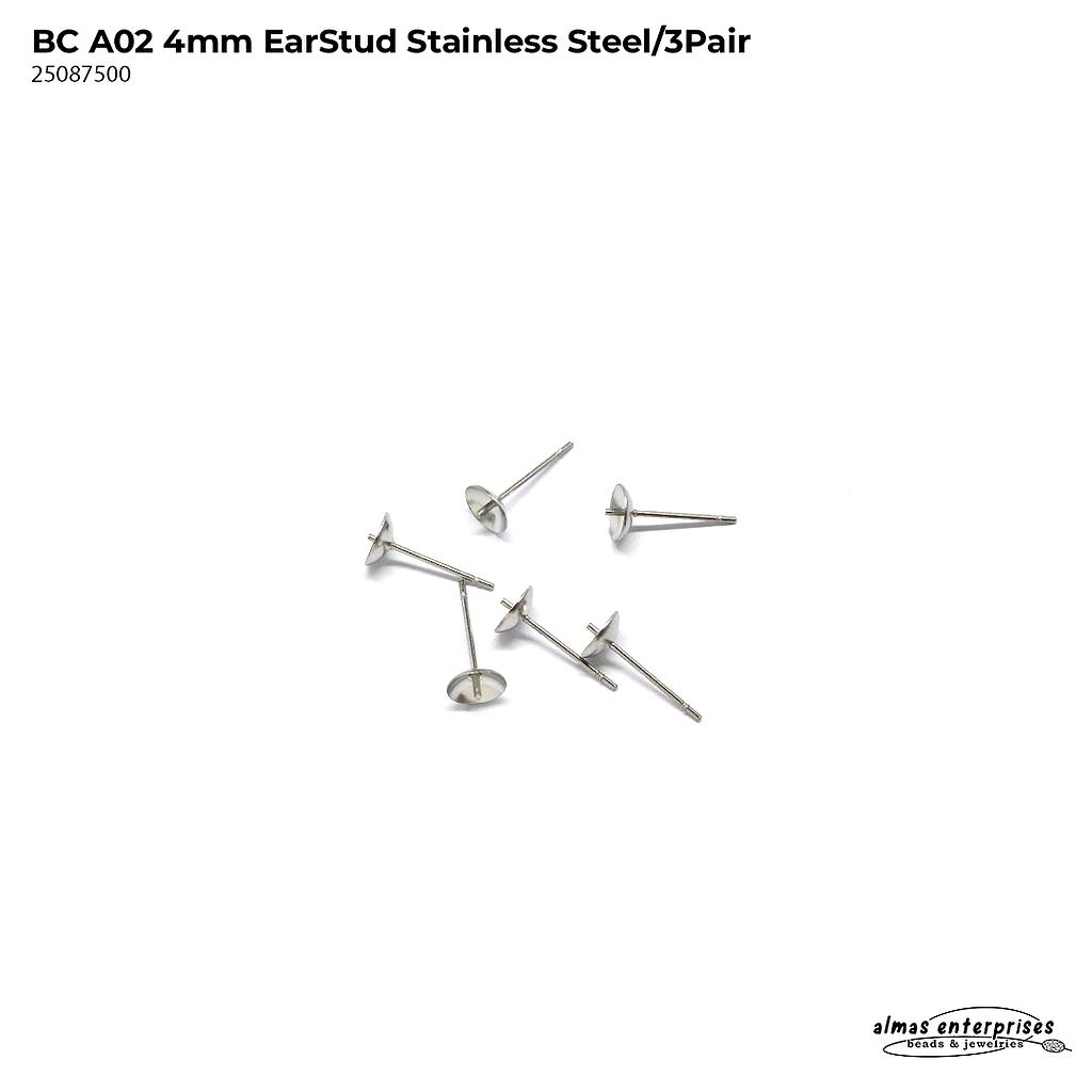 BC A02 4mm EarStud Stainless Steel/3Pair