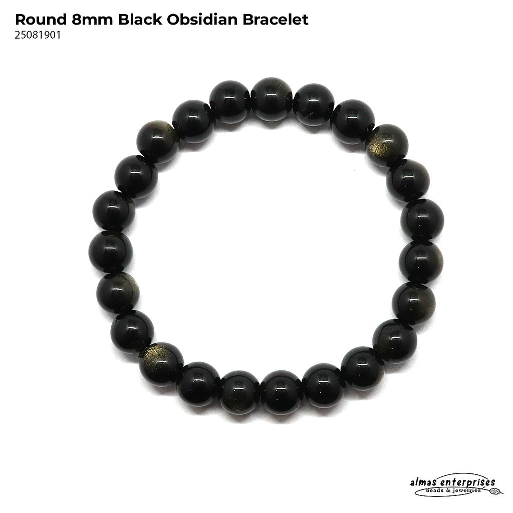 Round Black Obsidian Bracelet