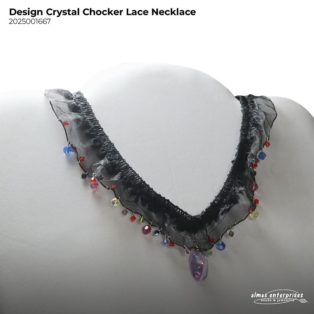 Design Crystal Chocker lace Necklace
