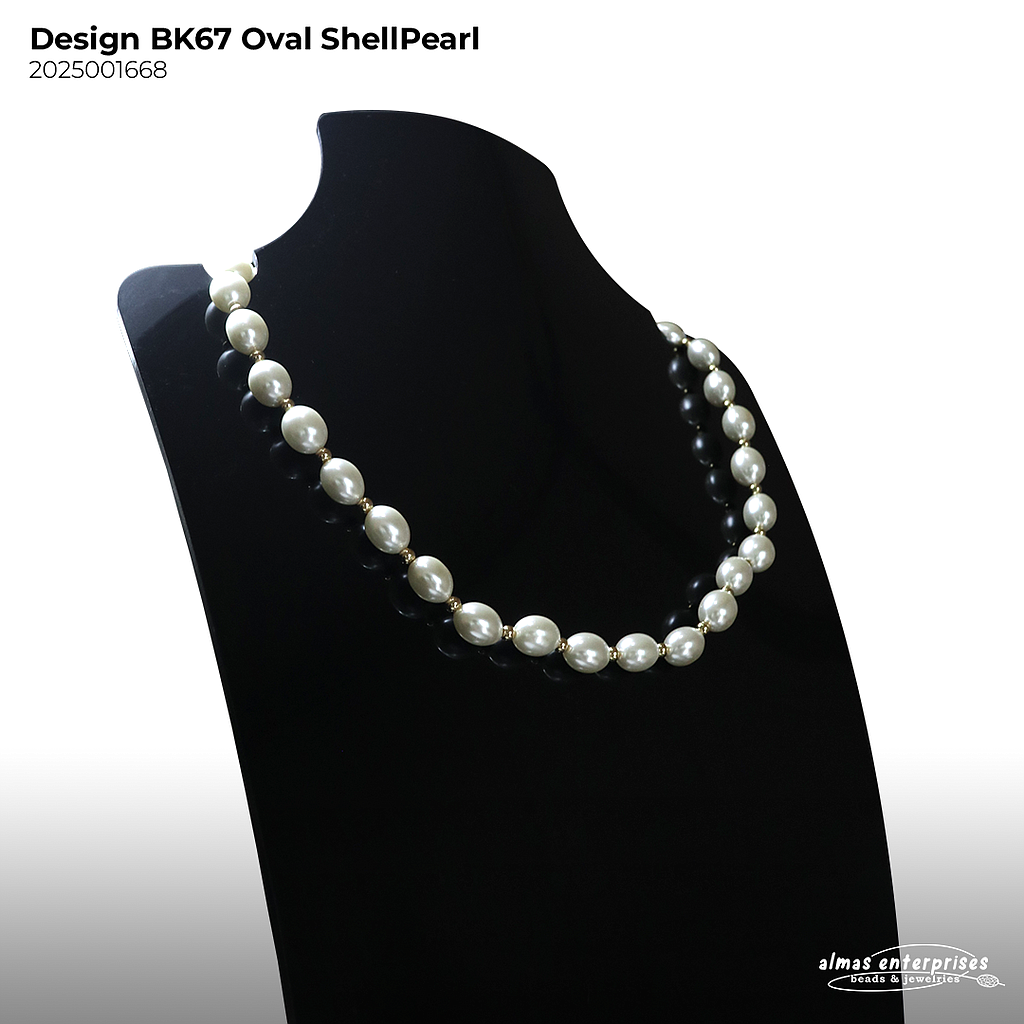 Design BK67 Oval Shell Pearl Necklace