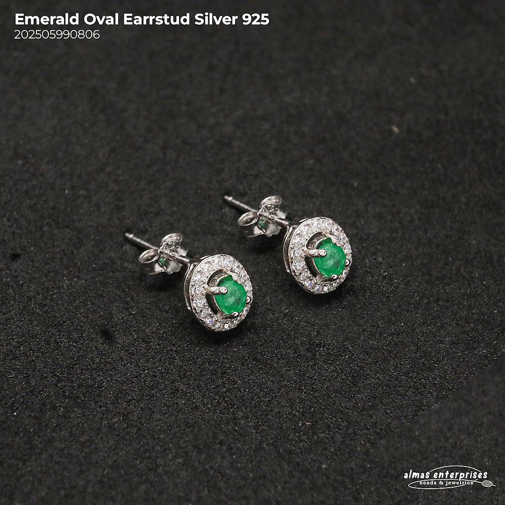 Emerald Oval EarrStud Silver 925