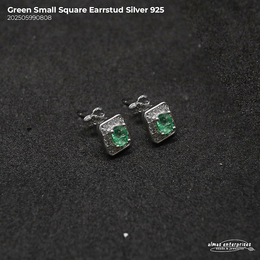 Green Small Square EarrStud Silver 925