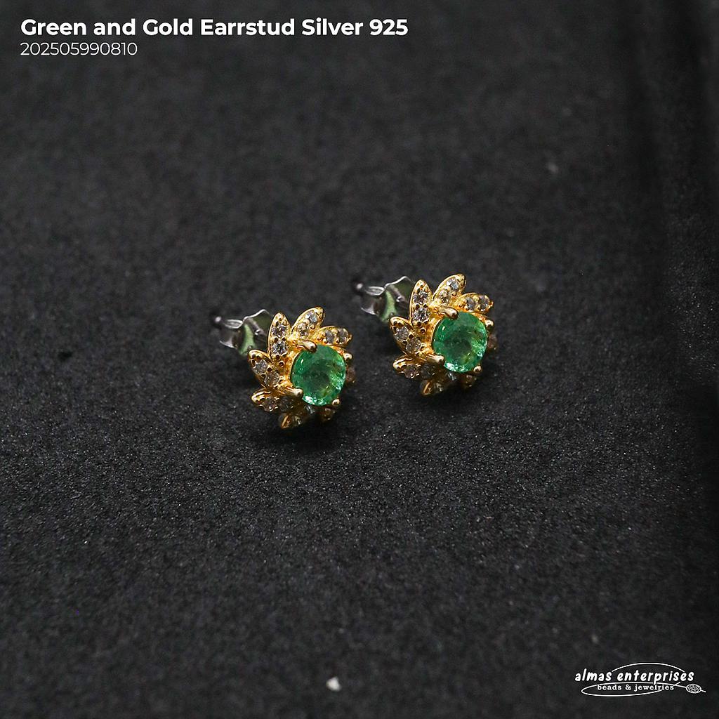 Green and Gold EarrStud Silver 925