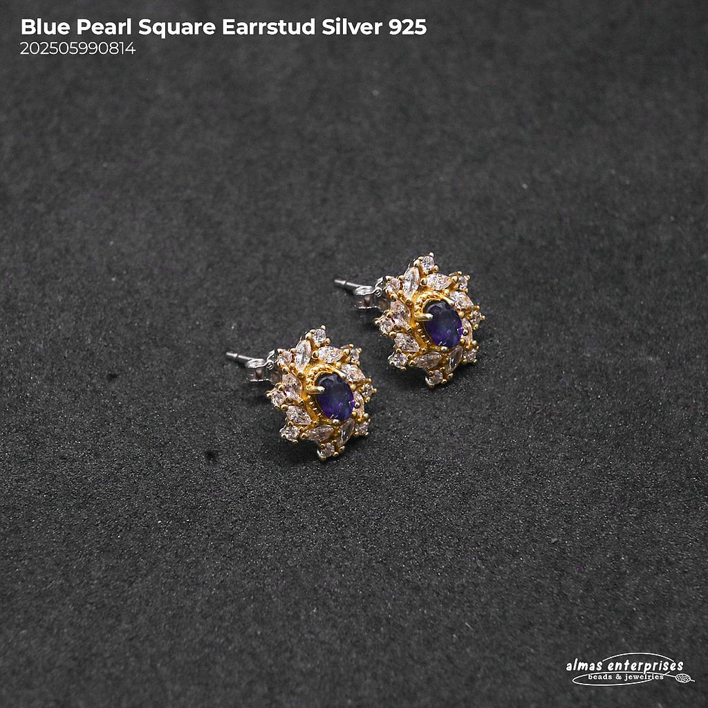 Blue Pearl Square EarrStud Silver 925