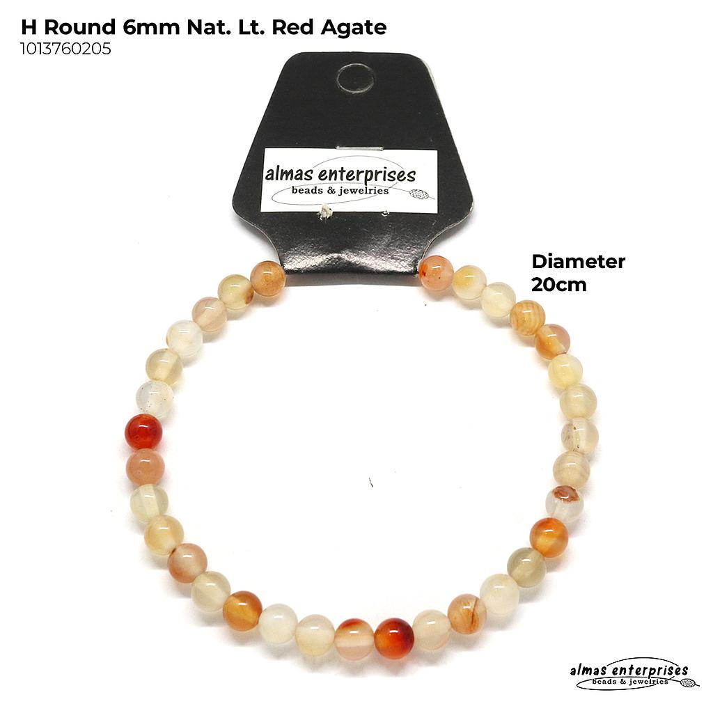 H. Round Natural Lt Red Agate