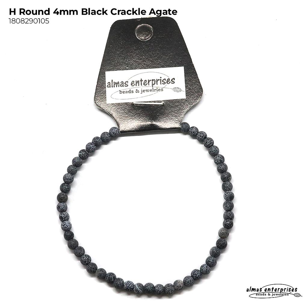 H. Round Black Crackle Agate