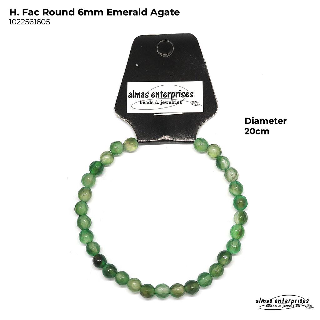 H. Facet Round Emerald Agate