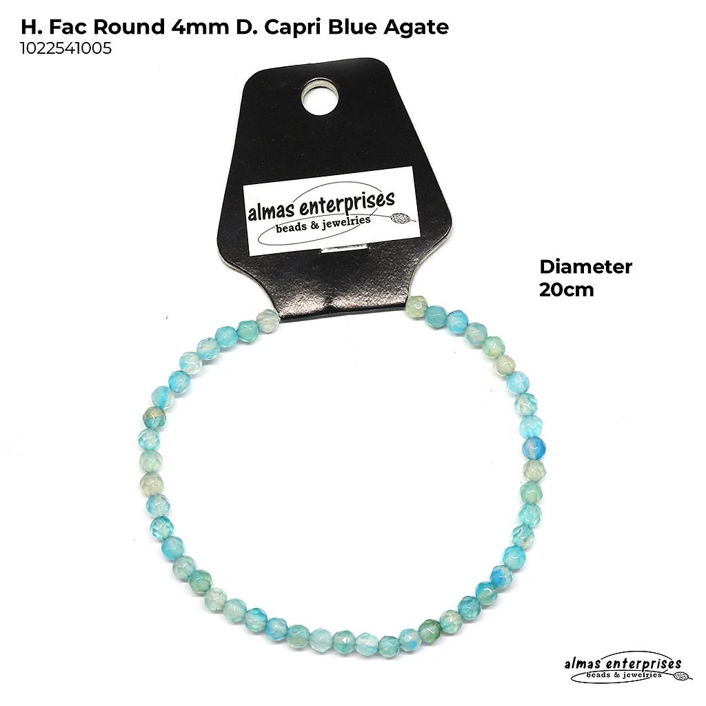 H. Faceted Round D.Capri Blue Agate
