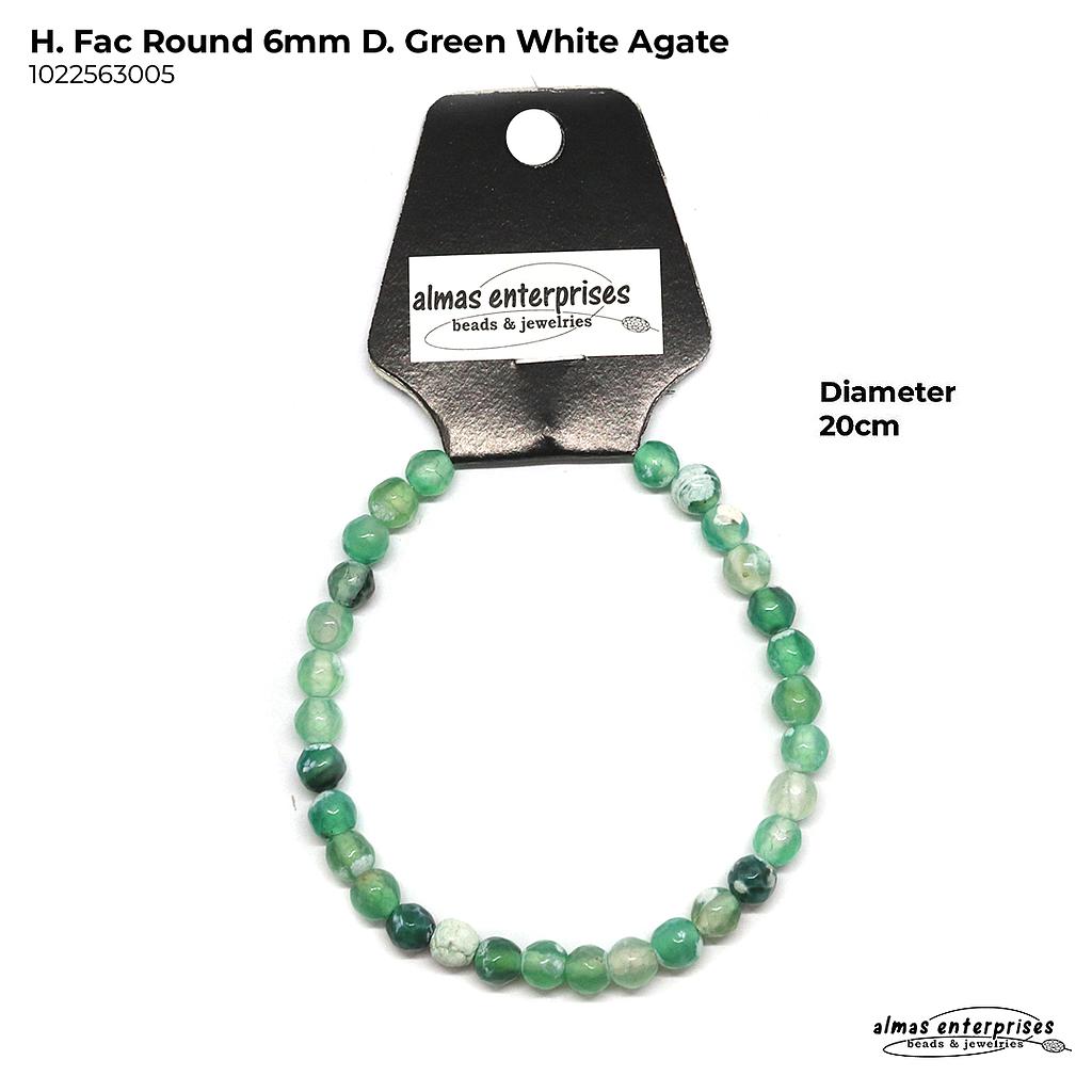 H. Faceted Round D.Green White Agate