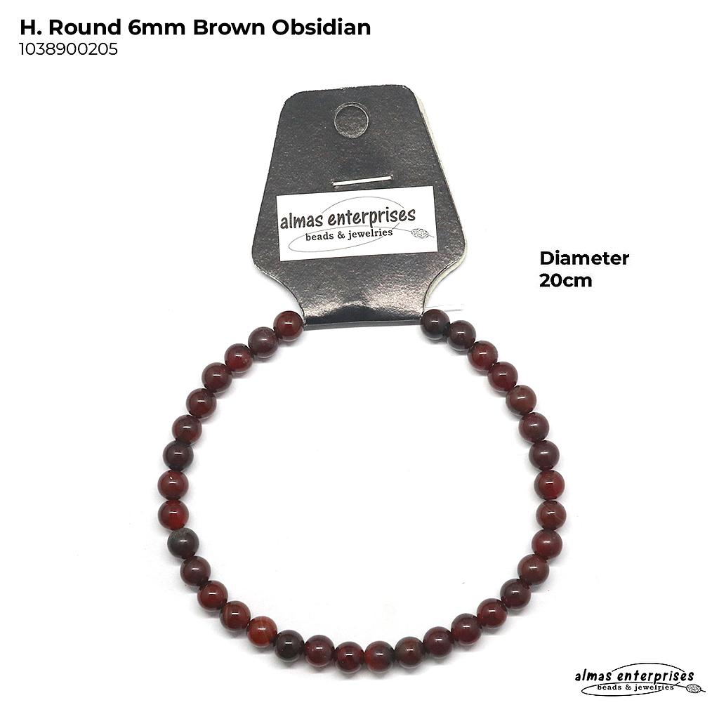 H. Faceted Round D.Brown Agate