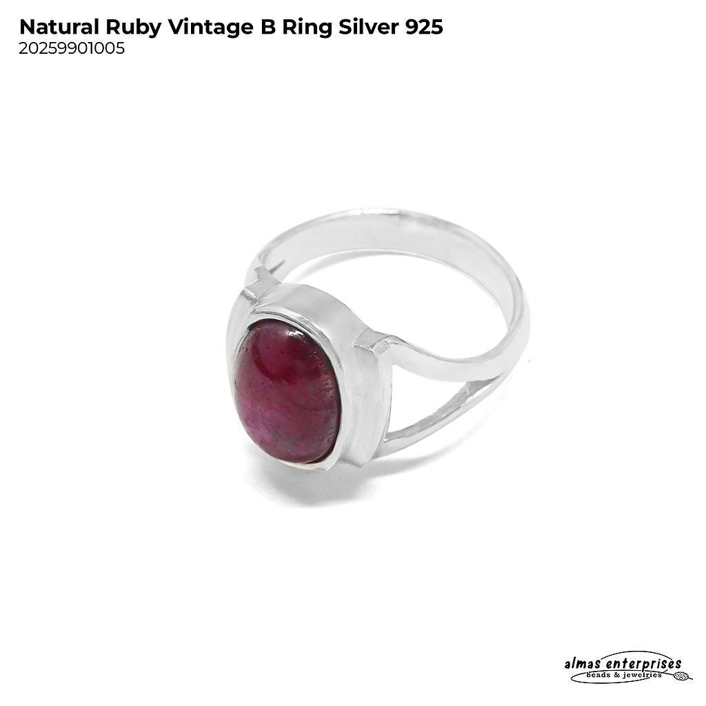 Natural Ruby Vintage Ring Silver 925