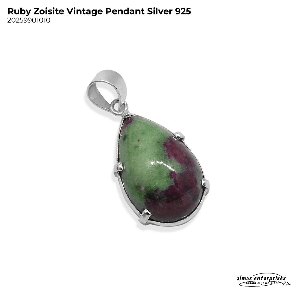 Ruby Zoisite Vintage Pendant Silver 925