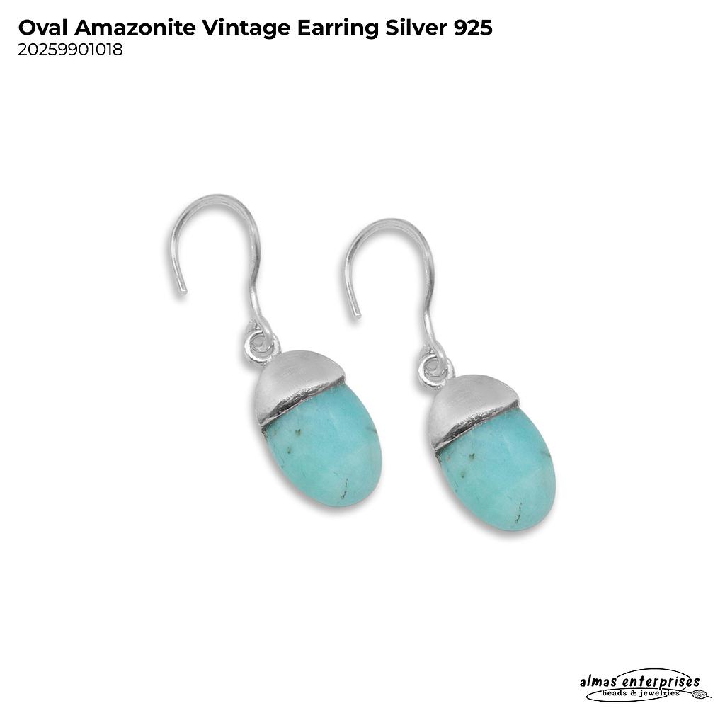 Oval Amazonite Vintage Earring Silver 925
