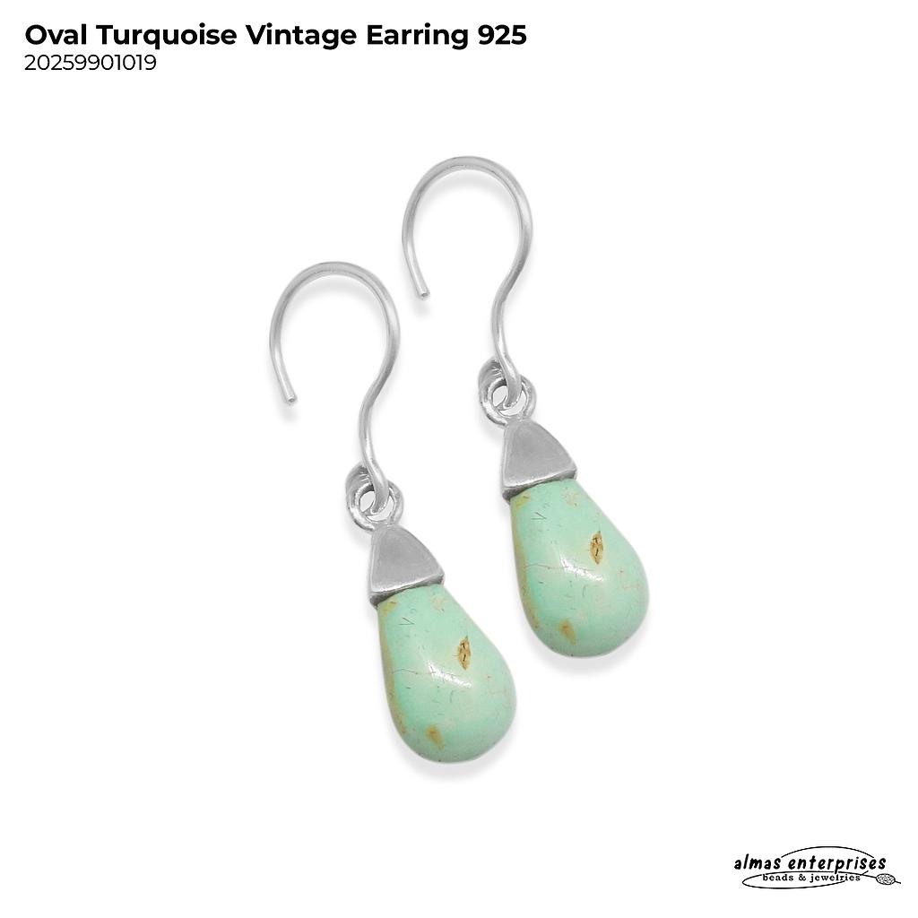Oval Turquoise Vintage Earring Silver 925