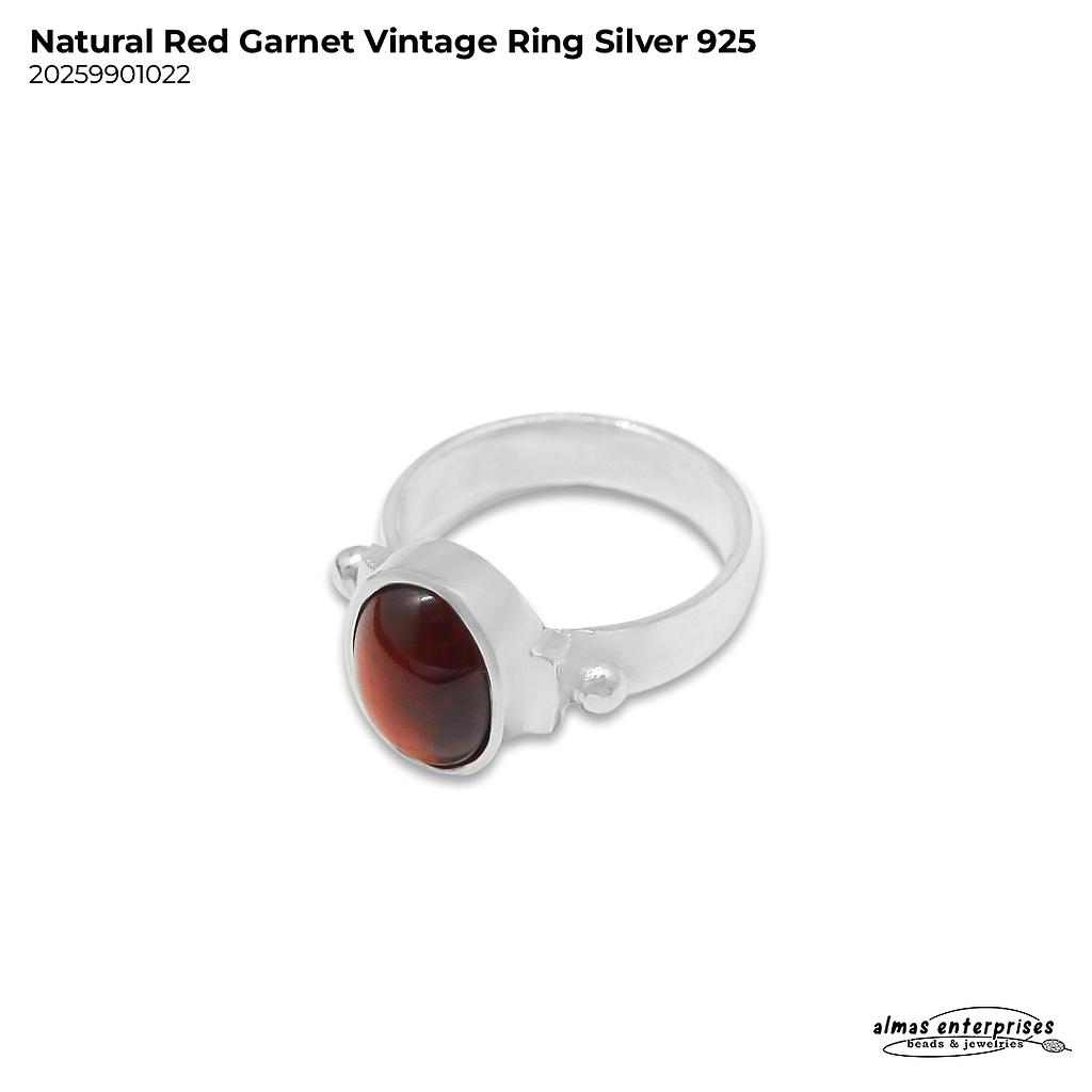 Natural Red Garnet Vintage Ring Silver 925