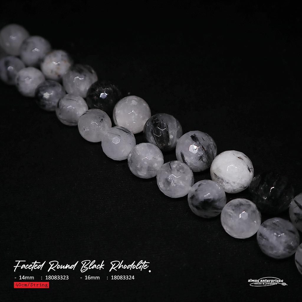 Faceted Round Black Rhodolite