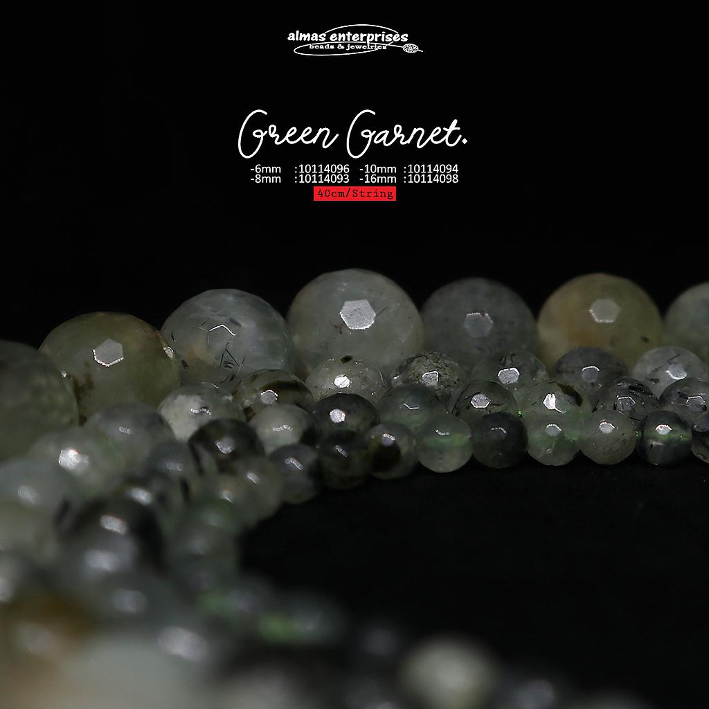 Faceted Round Green Garnet