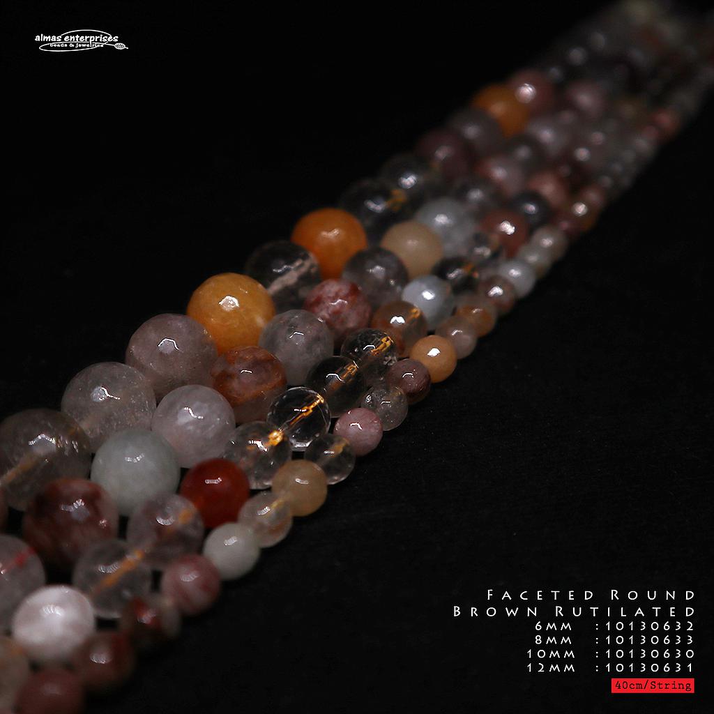 Faceted Round Brown Rutilated