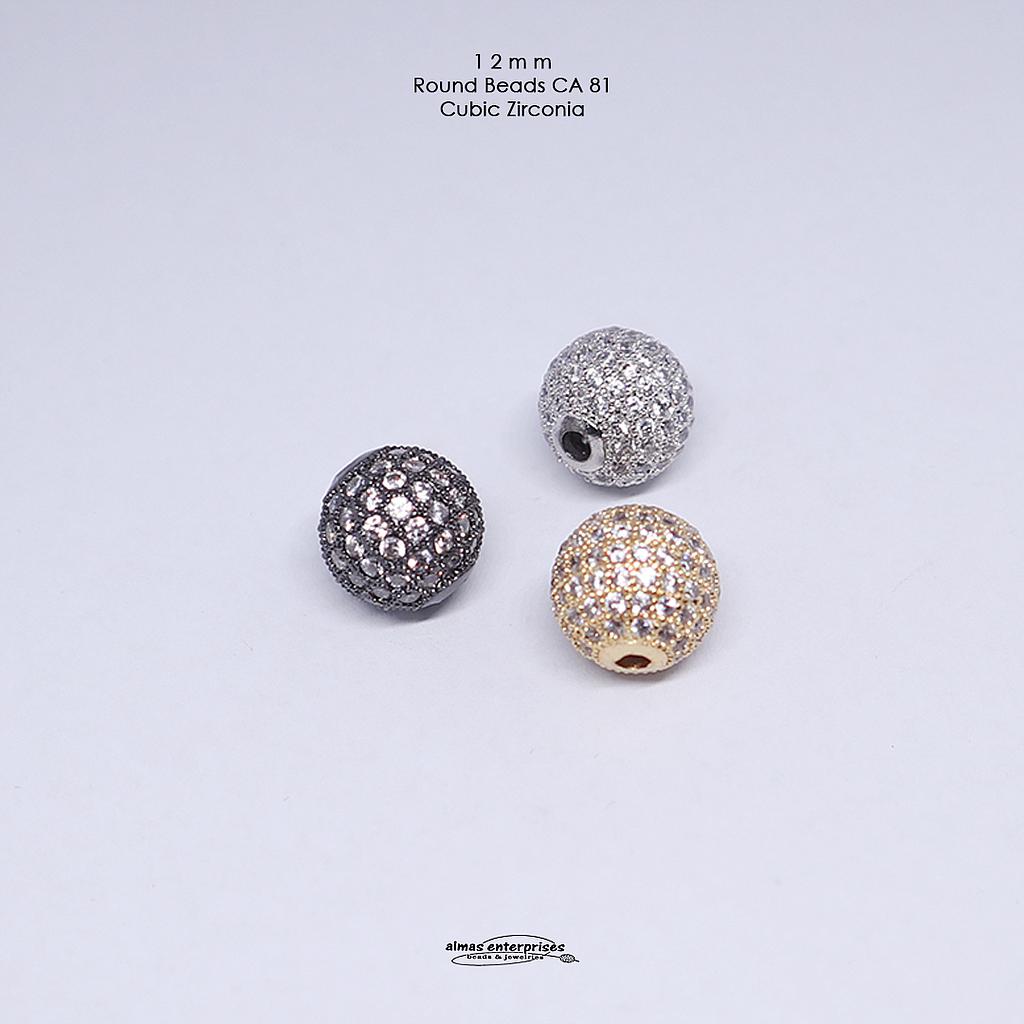 CA 81 Rd 12mm CZ Beads